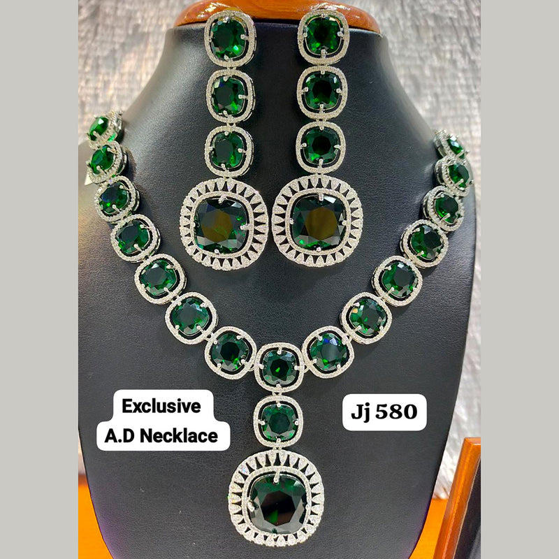 Jain Jewellers Silver Plated AD Stone Necklace Set