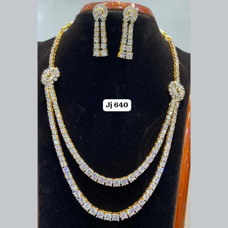 Jain Jewellers Gold Plated AD Stone Long Necklace Set