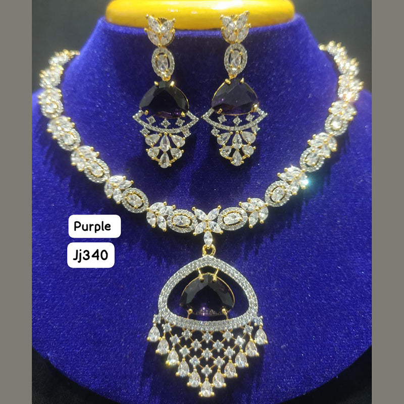 Jain Jewellers Gold Plated AD Stone Necklace Set