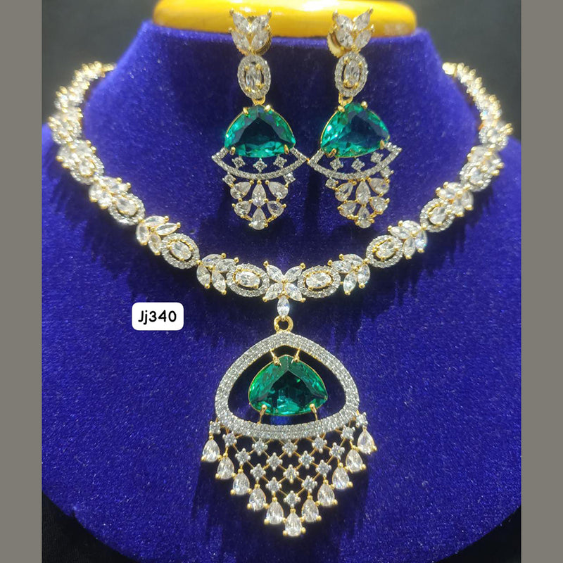 Jain Jewellers Gold Plated AD Stone Necklace Set