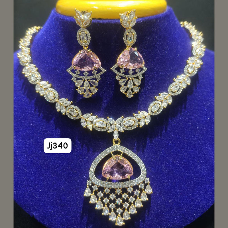 Jain Jewellers Gold Plated AD Stone Necklace Set