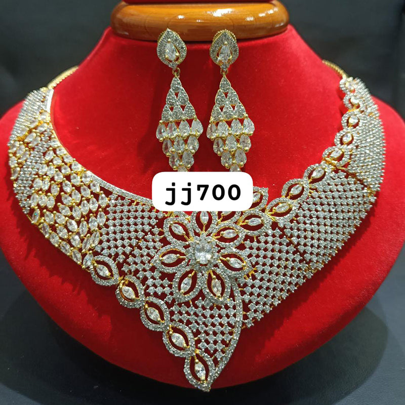 Jain Jewellers Gold Plated AD Stone Necklace Set