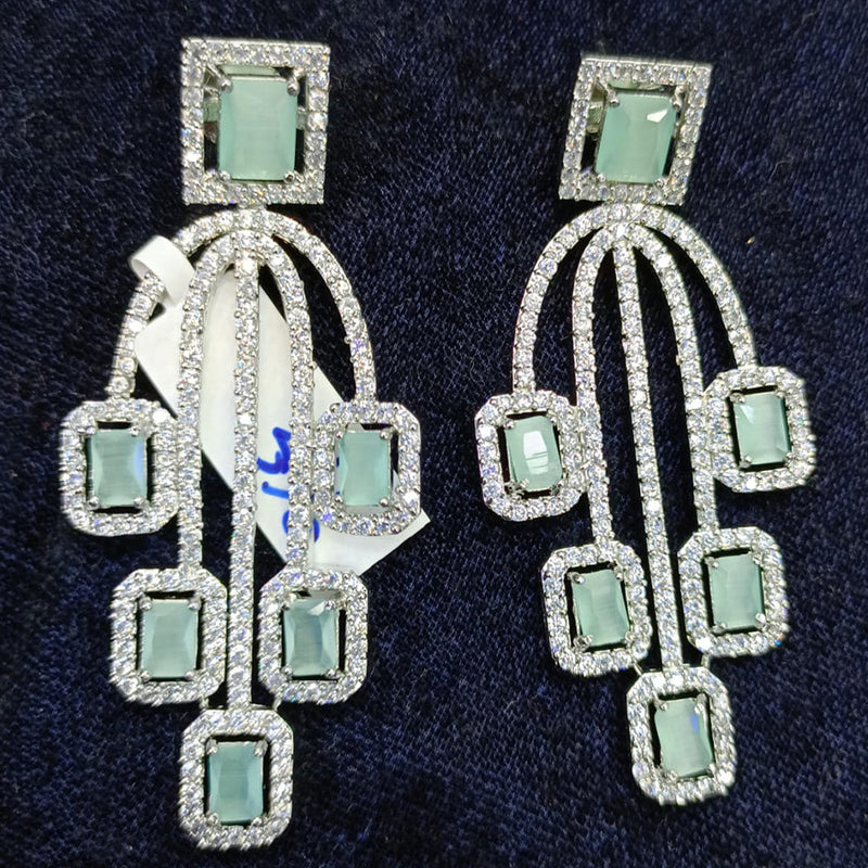 Jain Jewellers Silver Plated AD Dangler Earrings