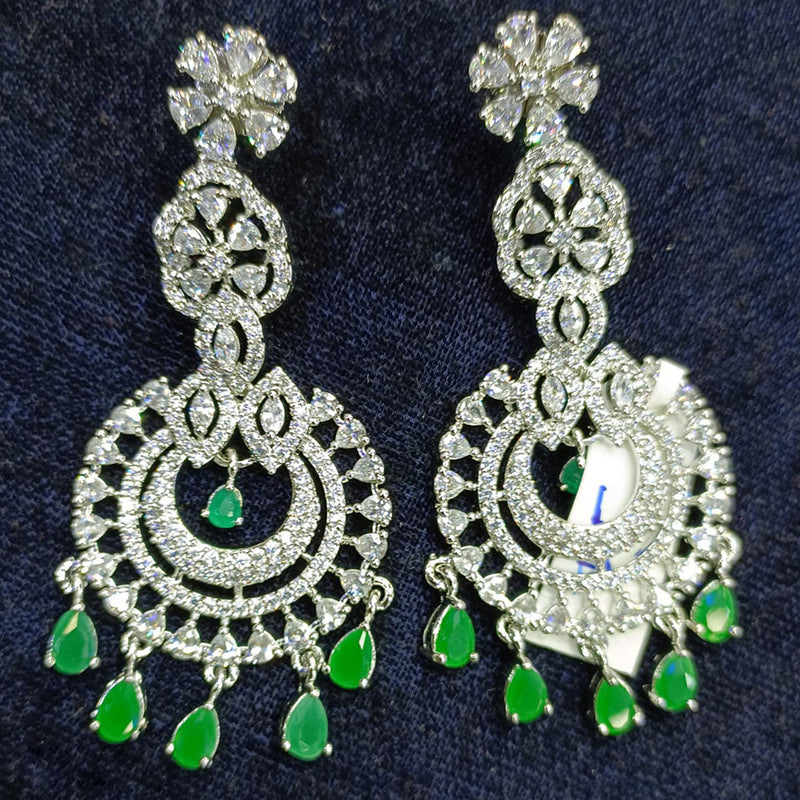 Jain Jewellers Silver Plated AD Dangler Earrings