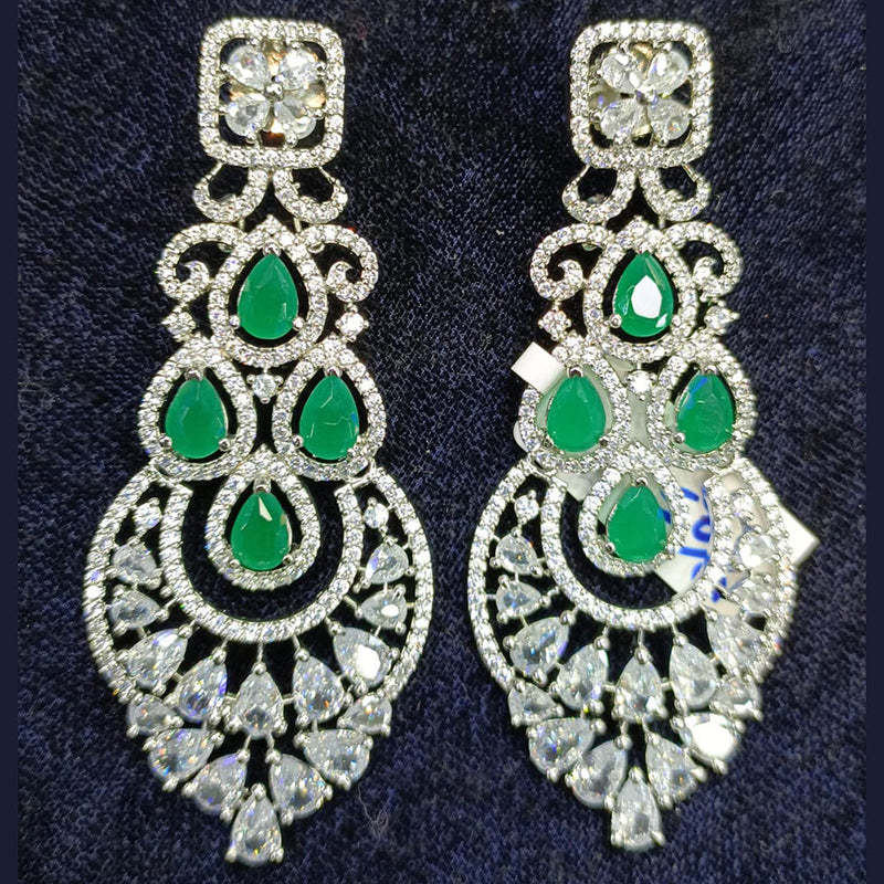 Jain Jewellers Silver Plated AD Dangler Earrings