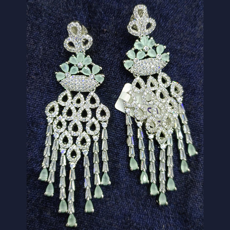 Jain Jewellers Silver Plated AD Dangler Earrings