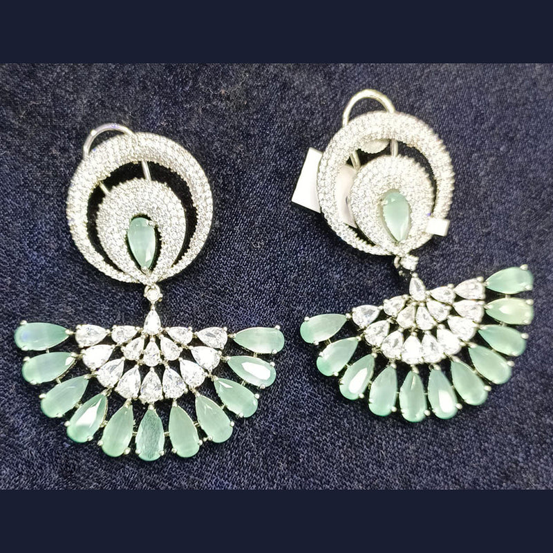 Jain Jewellers Silver Plated AD Dangler Earrings