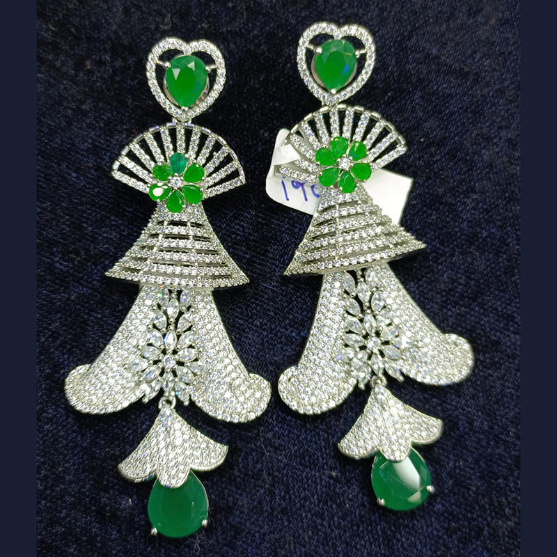 Jain Jewellers Silver Plated AD Dangler Earrings