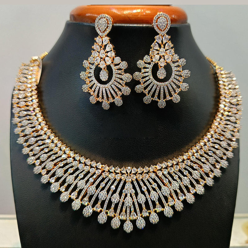 Jain Jewellers  Gold Plated  AD Necklace Set