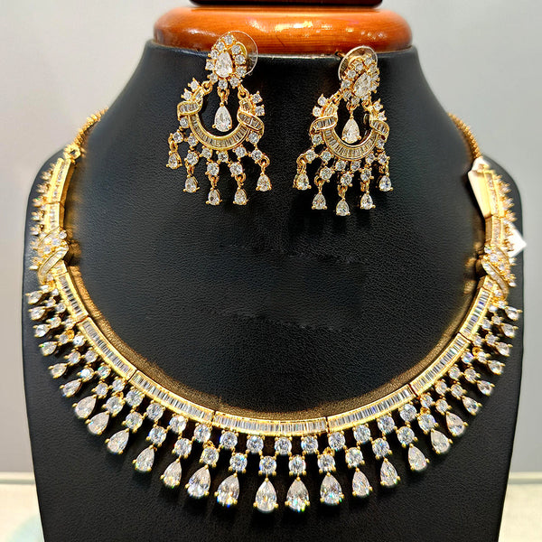 Jain Jewellers  Gold Plated  AD Necklace Set