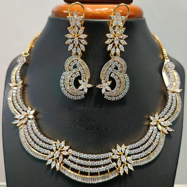 Jain Jewellers  Gold Plated  AD Necklace Set