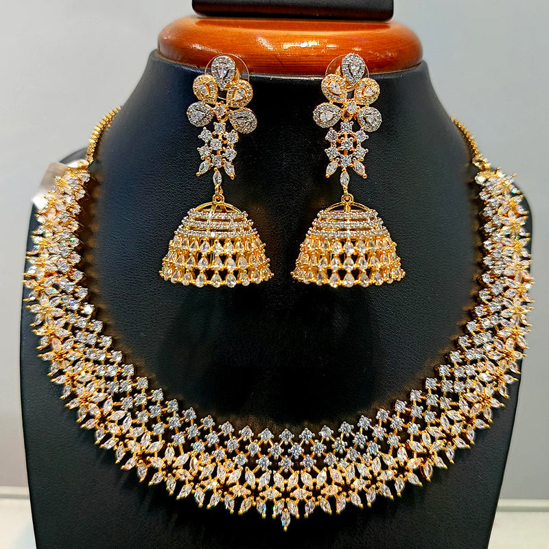 Jain Jewellers  Gold Plated  AD Necklace Set