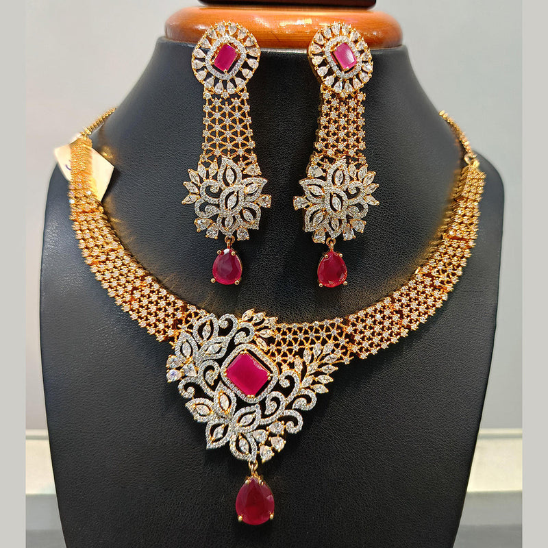 Jain Jewellers  Gold Plated  AD Necklace Set