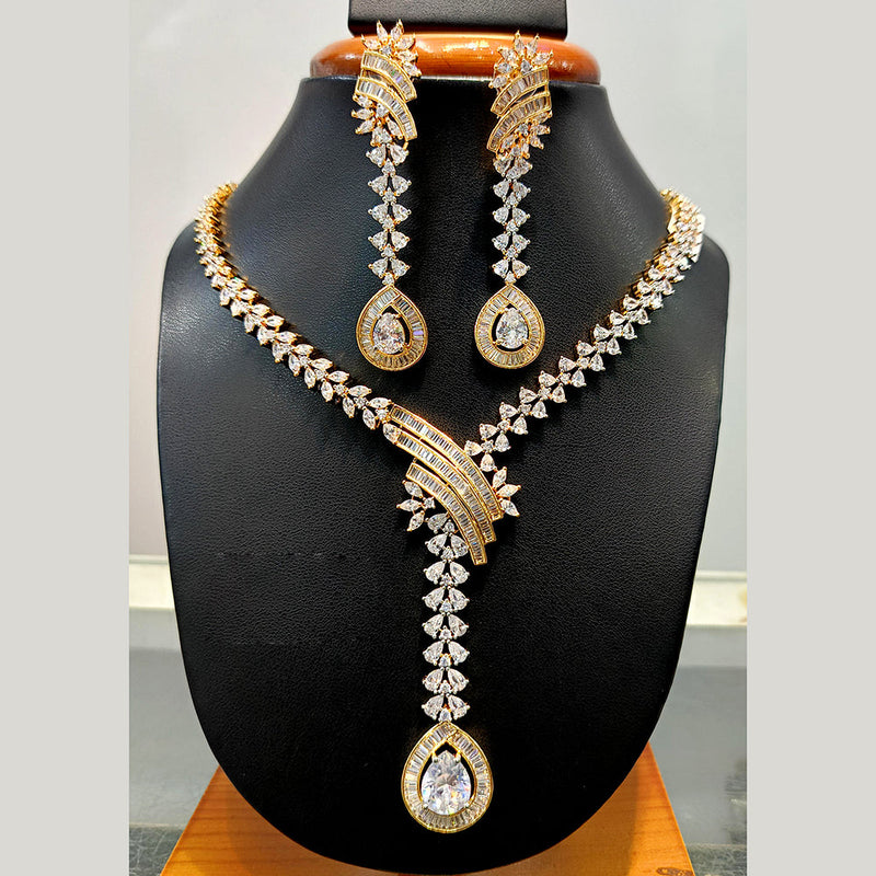 Jain Jewellers  Gold Plated  AD Necklace Set