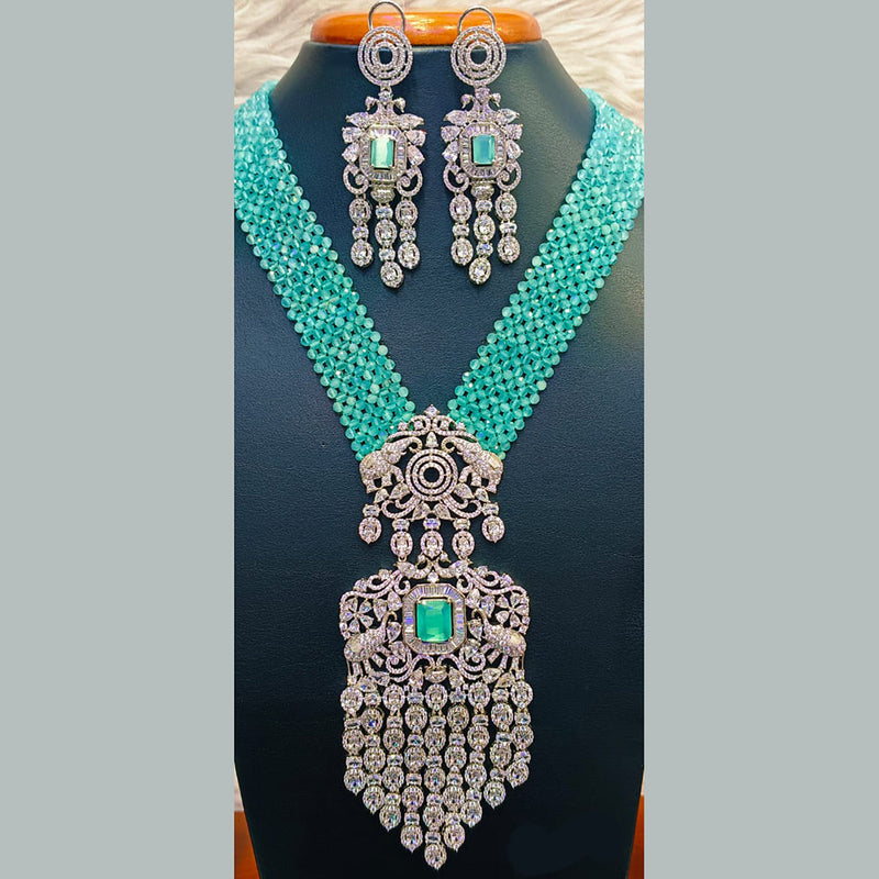 Jain Jewellers Silver Plated  AD Long  Necklace Set