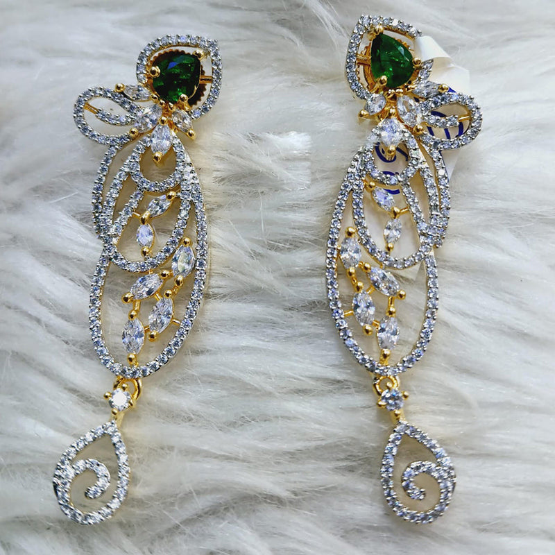 Jain Jewellers Gold Plated AD Dangler Earrings