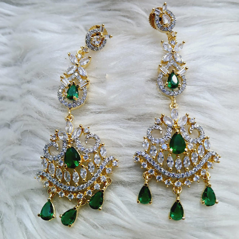 Jain Jewellers Gold Plated AD Dangler Earrings