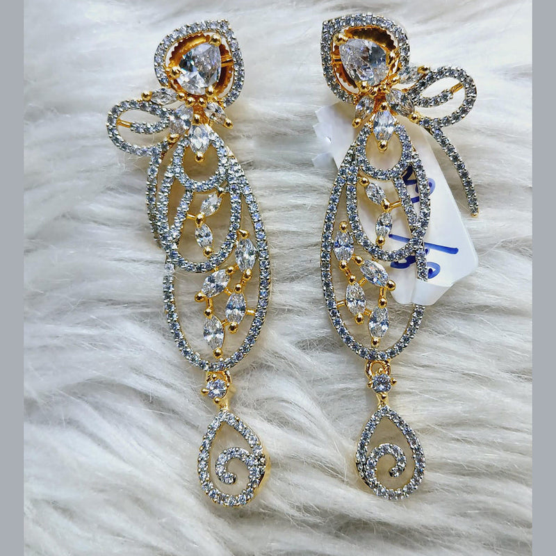 Jain Jewellers Gold Plated AD Dangler Earrings