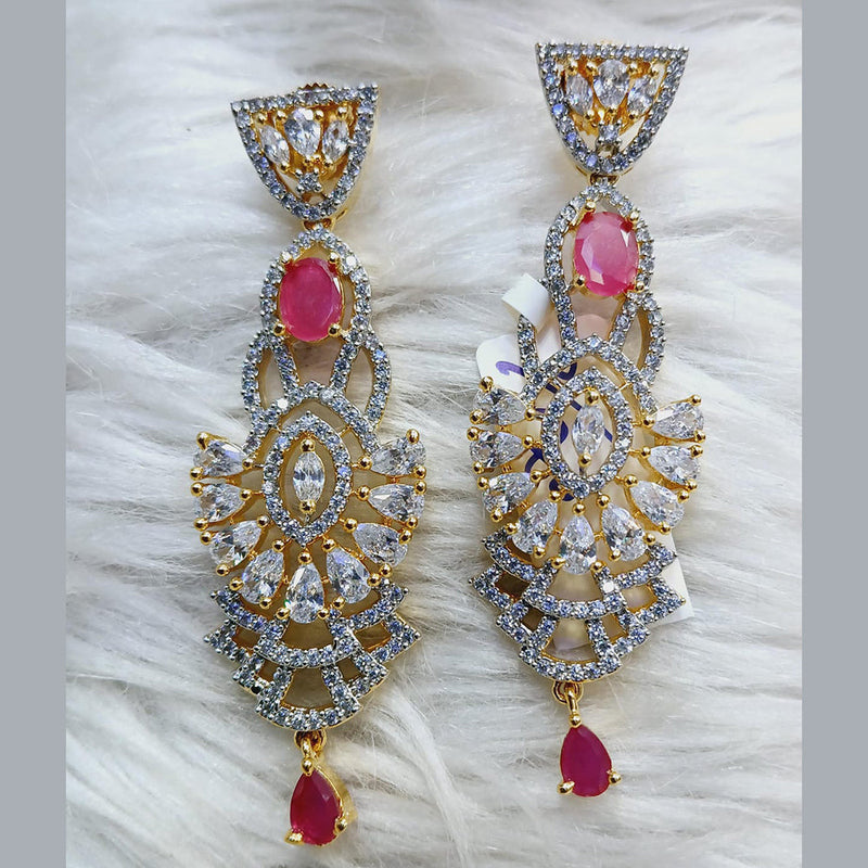 Jain Jewellers Gold Plated AD Dangler Earrings