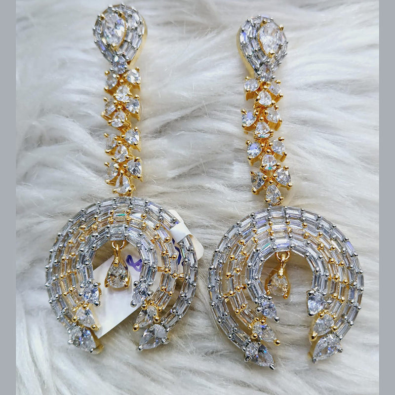 Jain Jewellers Gold Plated AD Dangler Earrings