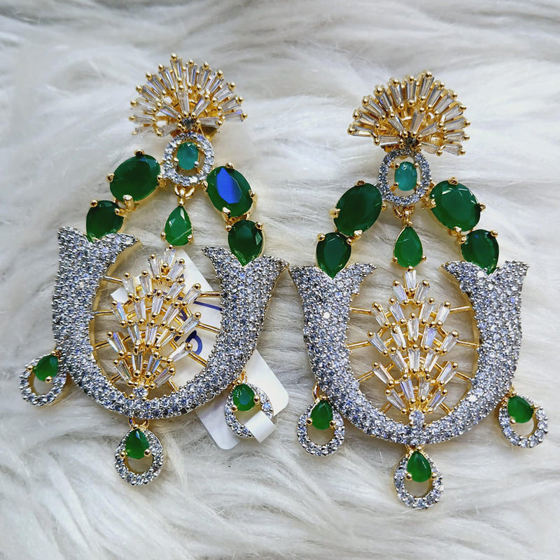 Jain Jewellers Gold Plated AD Dangler Earrings