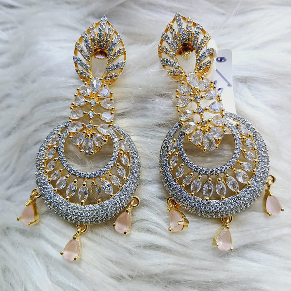 Jain Jewellers Gold Plated AD Dangler Earrings