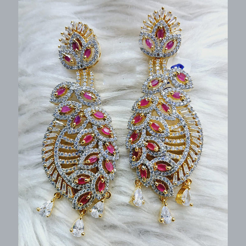 Jain Jewellers Gold Plated AD Dangler Earrings