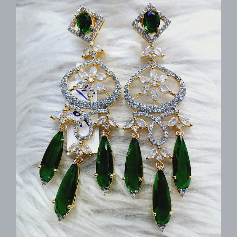 Jain Jewellers Gold Plated AD Dangler Earrings