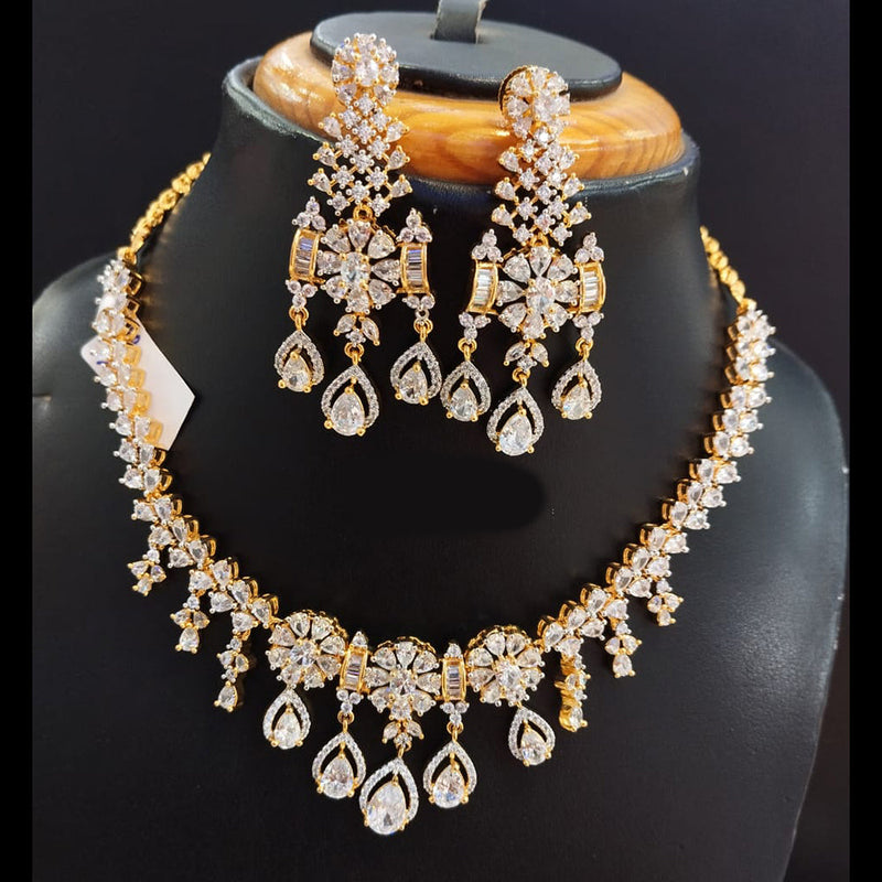 Jain Jewellers Gold Plated AD Necklace Set