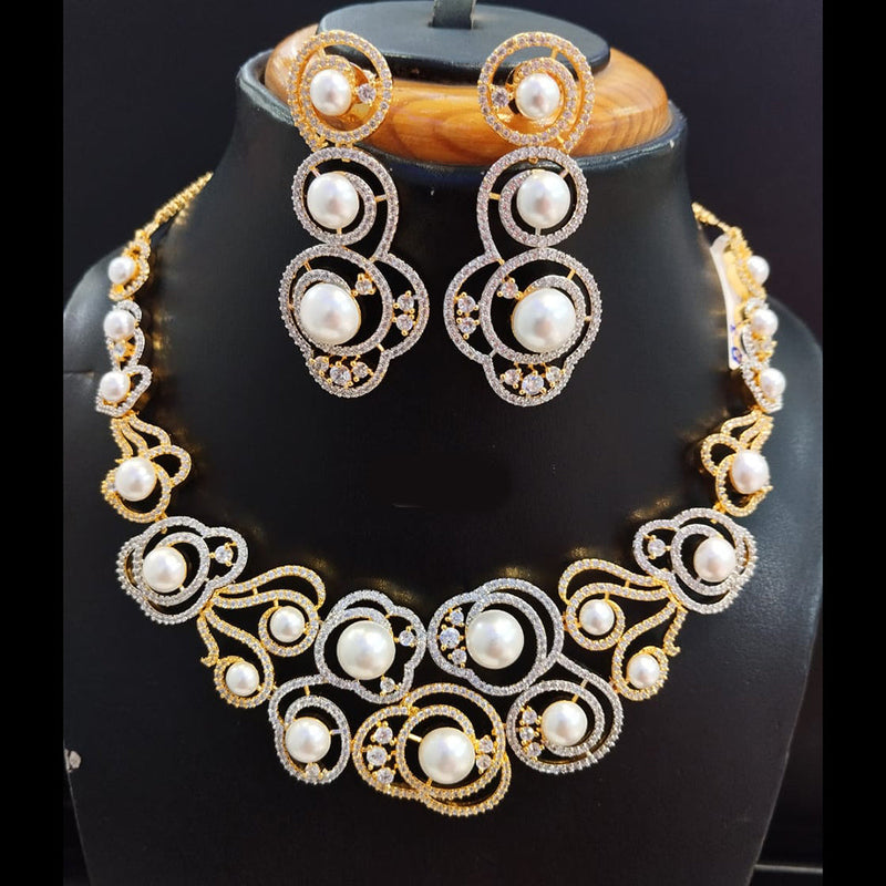 Jain Jewellers Gold Plated AD Necklace Set