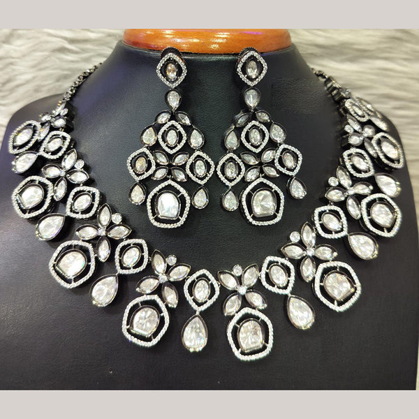 Jain Jewellers Silver Plated Kundan Necklace Set