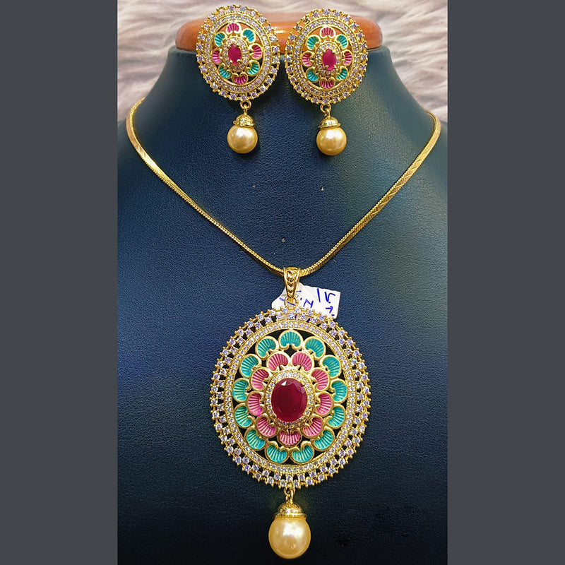 Jain Jewellers Gold Plated AD Stone Necklace Set