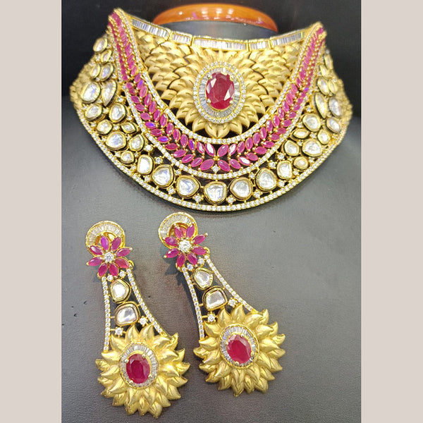 Jain Jewellers Gold Plated Kundan Choker Necklace Set