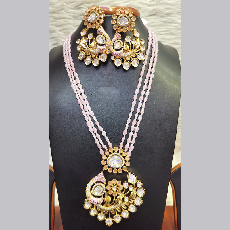 Jain Jewellers Gold Plated  Kundan And Pearl Long Necklace Set