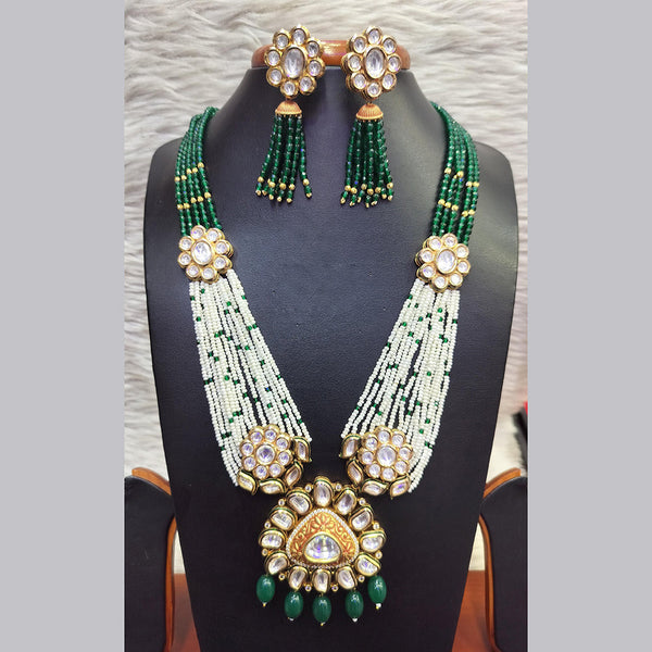 Jain Jewellers Gold Plated  Kundan And Pearl Long Necklace Set