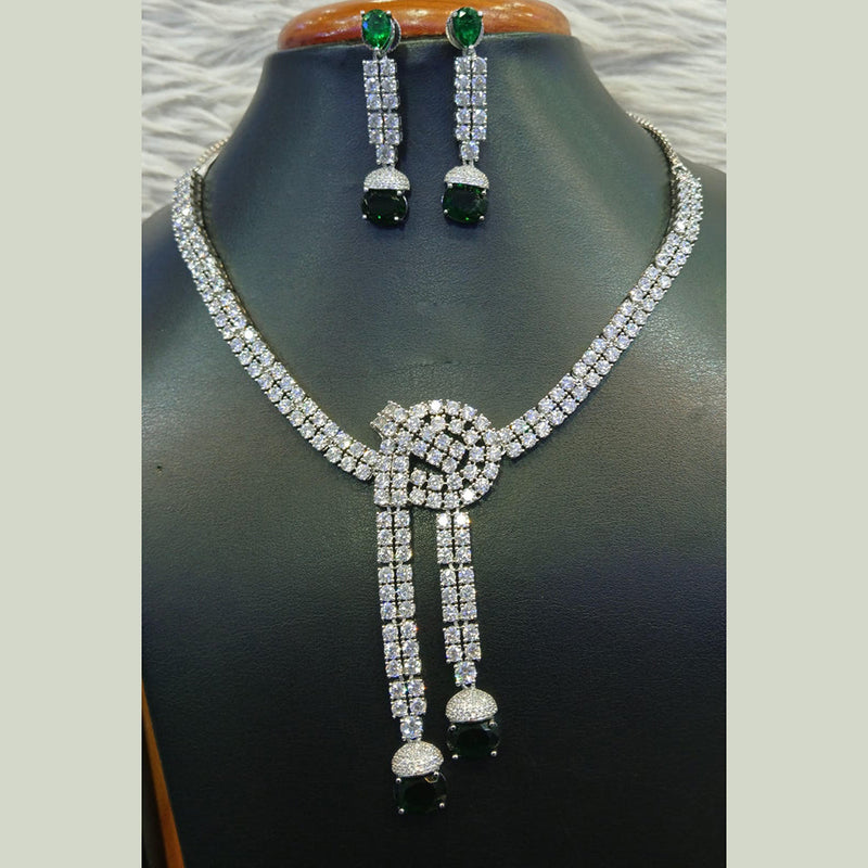 Jain Jewellers Silver Plated AD Necklace Set