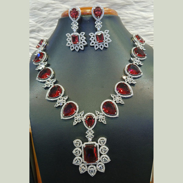 Jain Jewellers Silver Plated AD Necklace Set