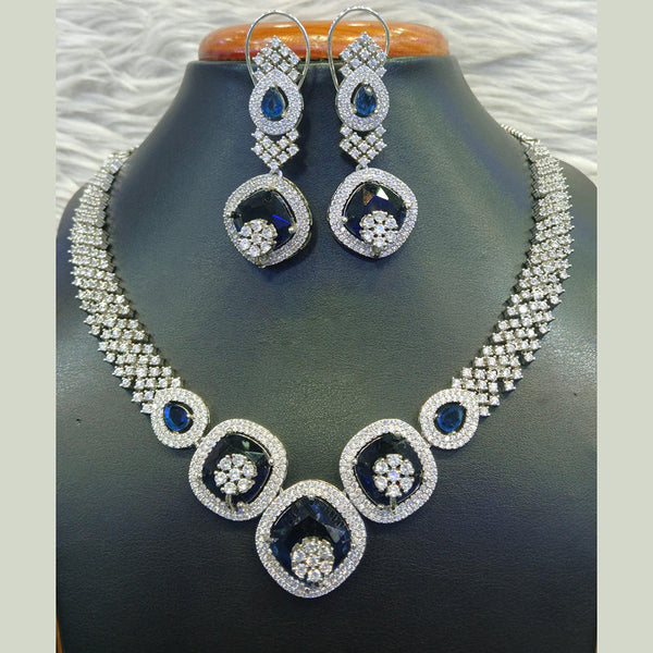 Jain Jewellers Silver Plated AD Necklace Set