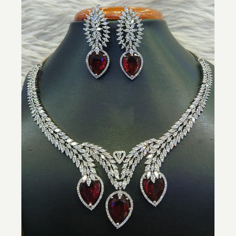 Jain Jewellers Silver Plated AD Necklace Set