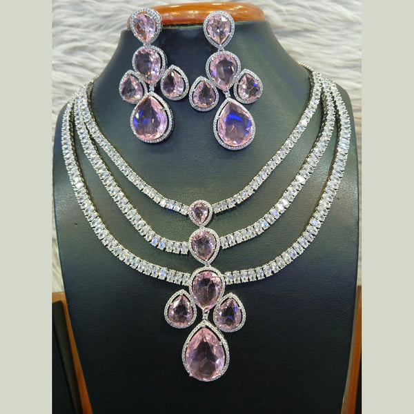 Jain Jewellers Silver Plated AD Necklace Set