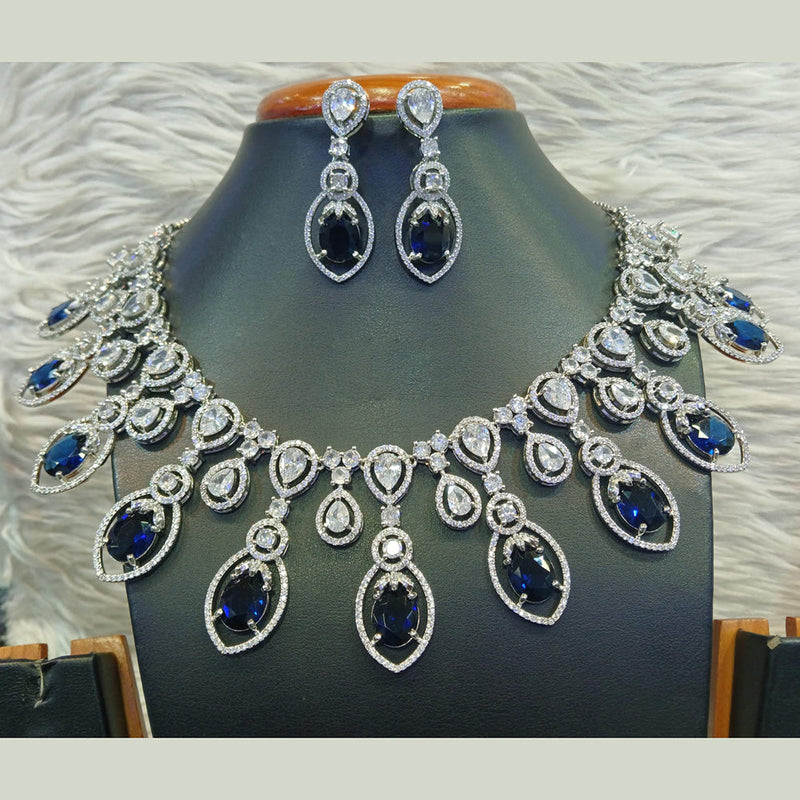 Jain Jewellers Silver Plated AD Stone Choker Necklace Set