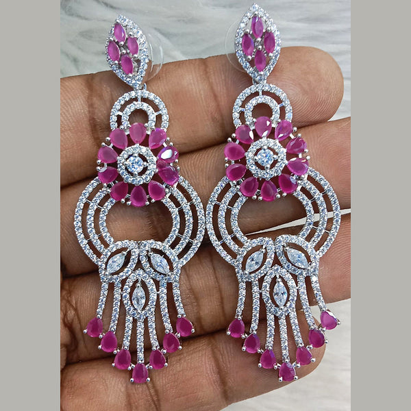 Jain Jewellers Silver Plated AD Dangler Earrings