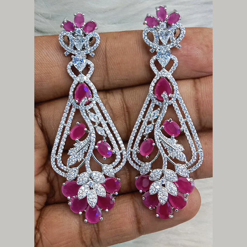 Jain Jewellers Silver Plated AD Dangler Earrings