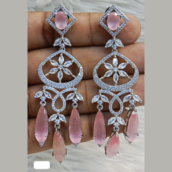 Jain Jewellers Silver Plated AD Dangler Earrings