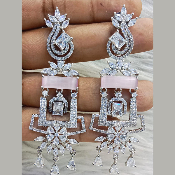 Jain Jewellers Silver Plated AD Dangler Earrings