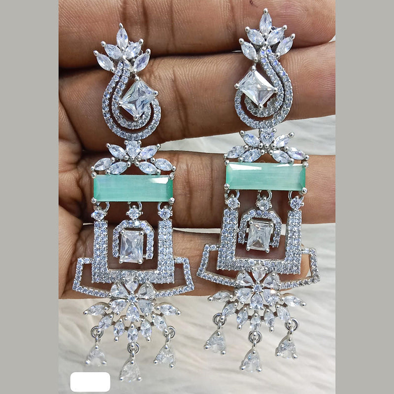 Jain Jewellers Silver Plated AD Dangler Earrings