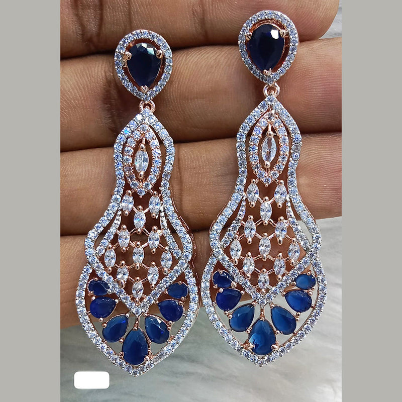 Jain Jewellers Rose Gold Plated AD Dangler Earrings