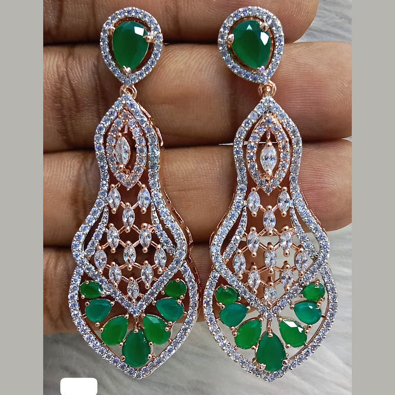 Jain Jewellers Rose Gold Plated AD Dangler Earrings