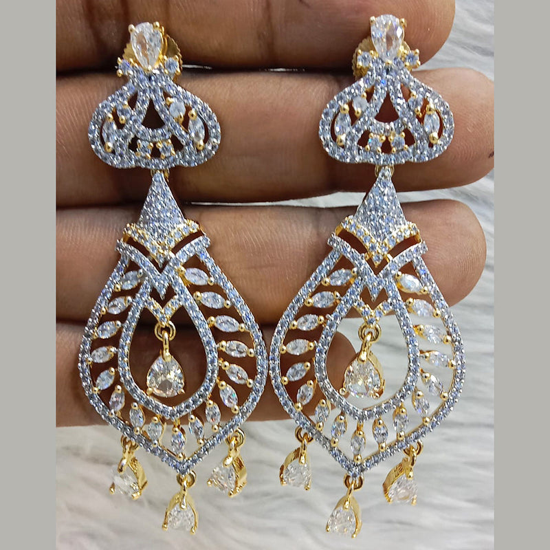 Jain Jewellers Gold Plated AD Dangler Earrings