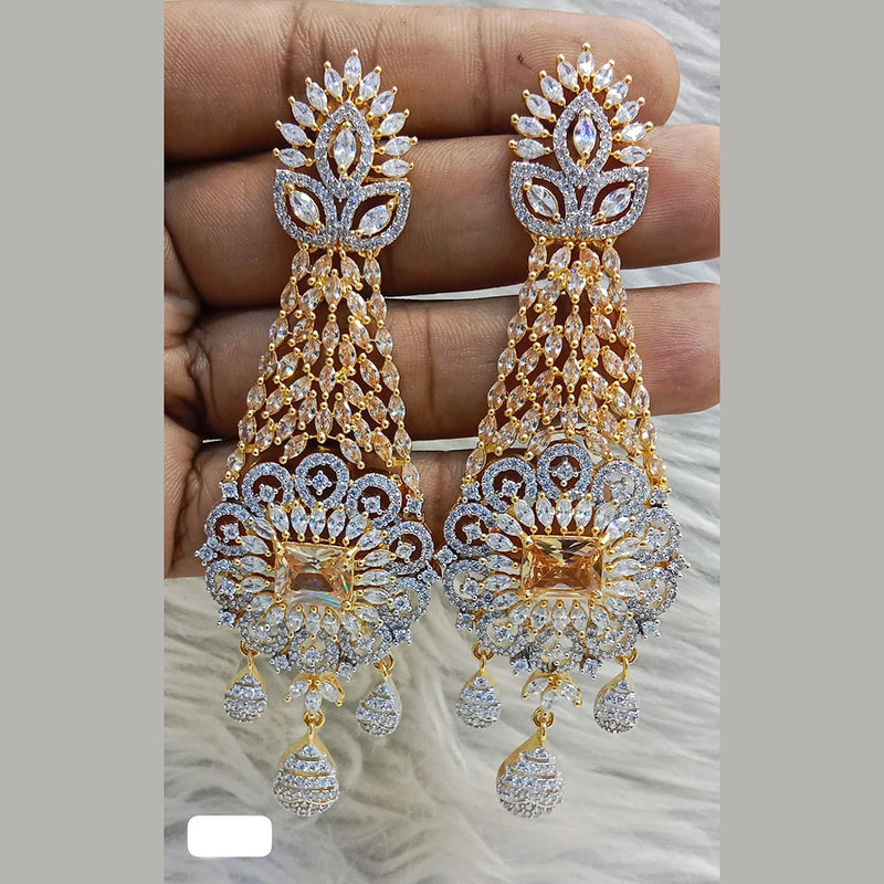 Jain Jewellers Gold Plated AD Dangler Earrings